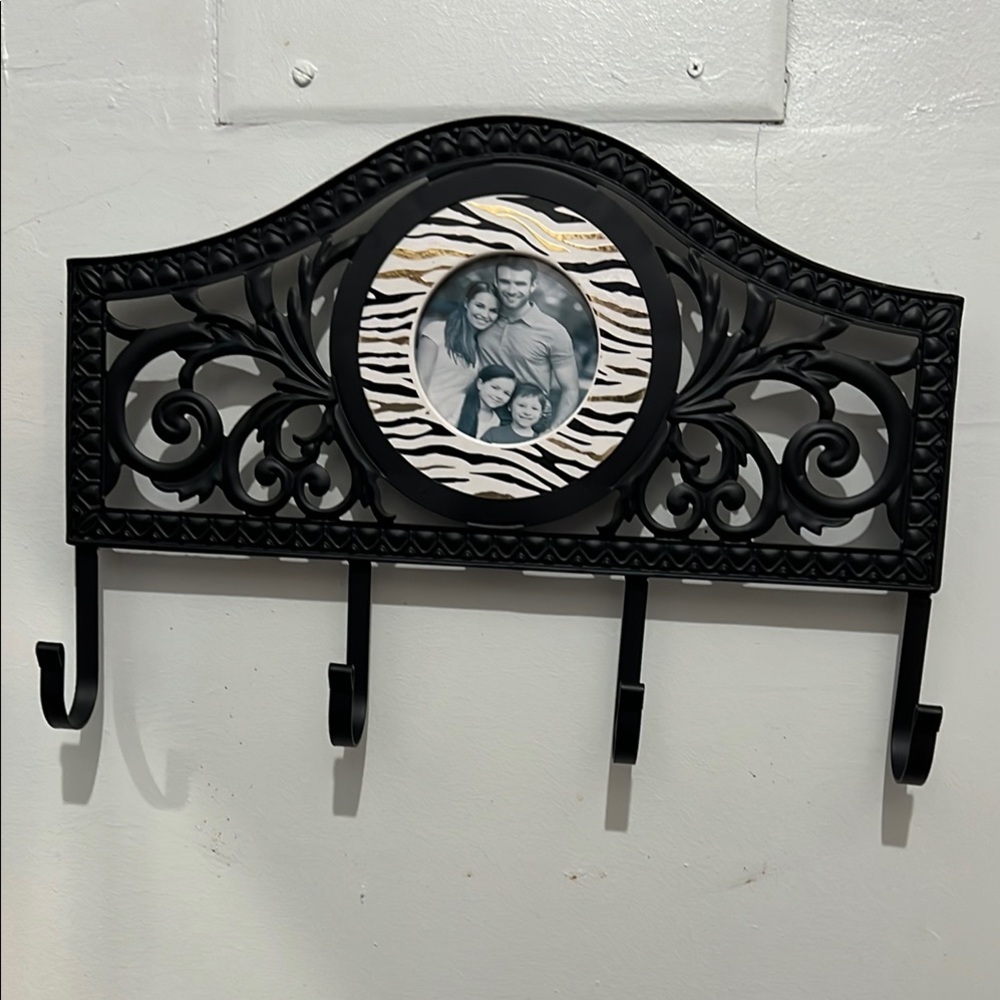 Elegant Black Wall Hook with Photo Frame